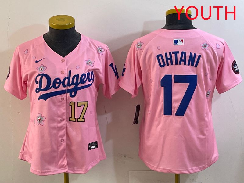 Youth Los Angeles Dodgers #17 Ohtani Pink Sakura Edition 2025 Nike MLB Jersey style 21->youth mlb jersey->Youth Jersey